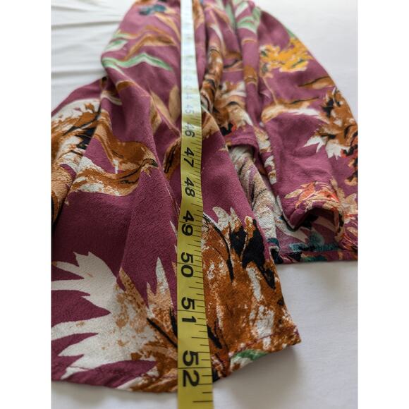 Express Womens Floral Front Cutout Midi Wrap Dress Sz Small Burgundy Multi-Color - Picture 8 of 8